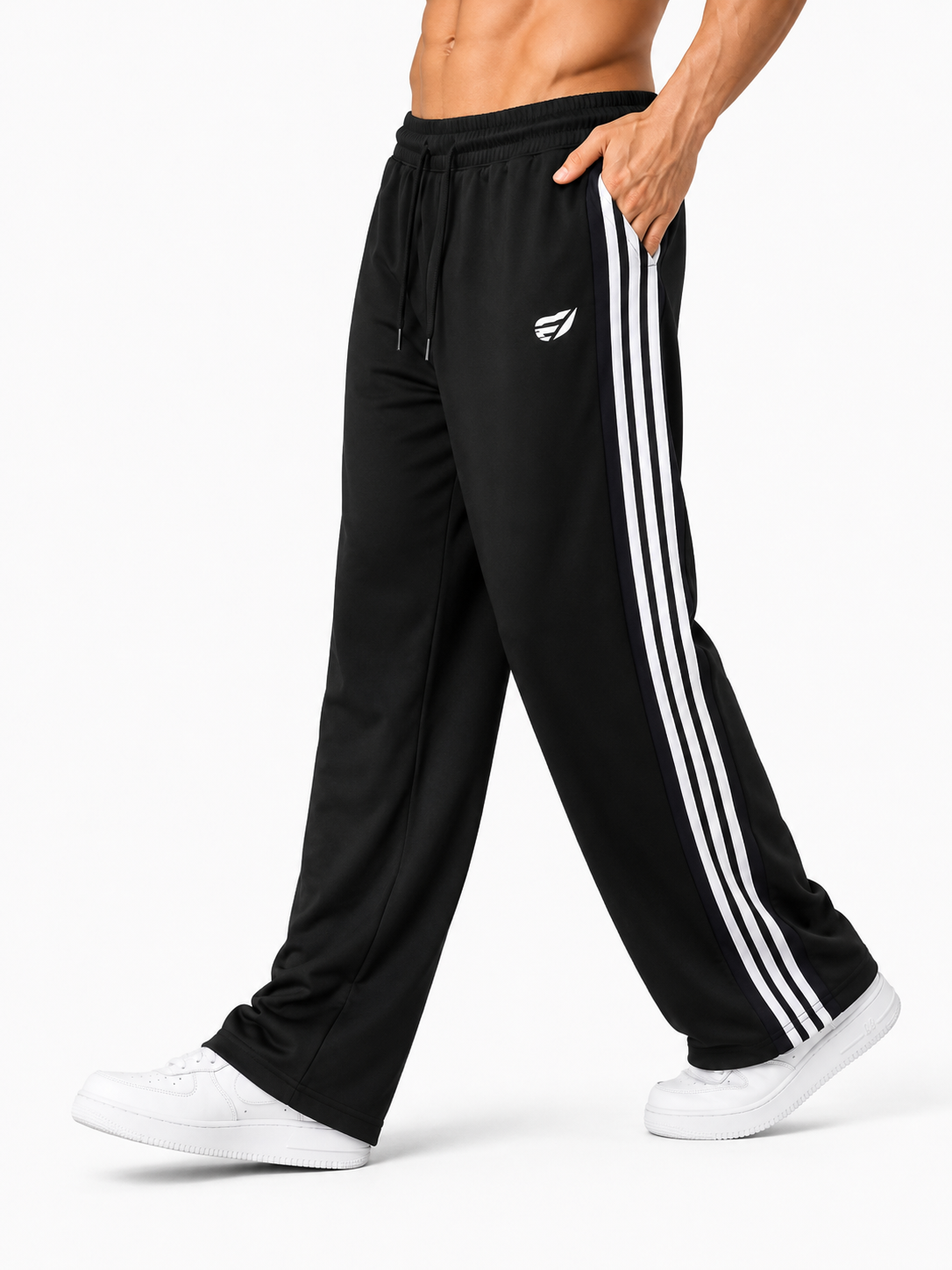 Premium Side Stripe Track Trousers - Black