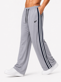 Premium Side Stripe Track Trousers - Light Grey