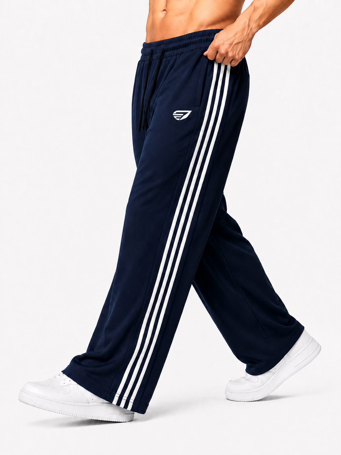 Premium Side Stripe Track Trousers - Navy Blue
